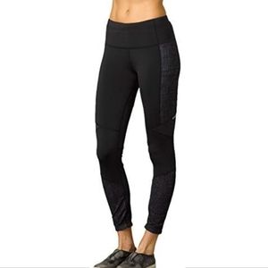 PrAna Ergo Black Reflective High Rise Tight Black & White S